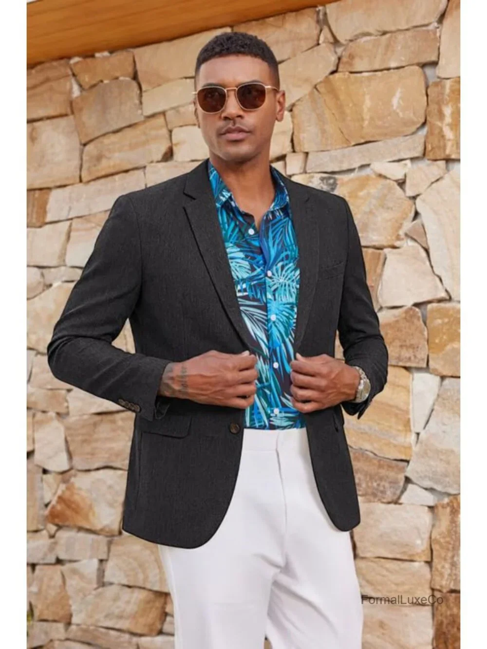 Linen Blend Blazer 2 Button Sport Coat Classic Notched Lapel